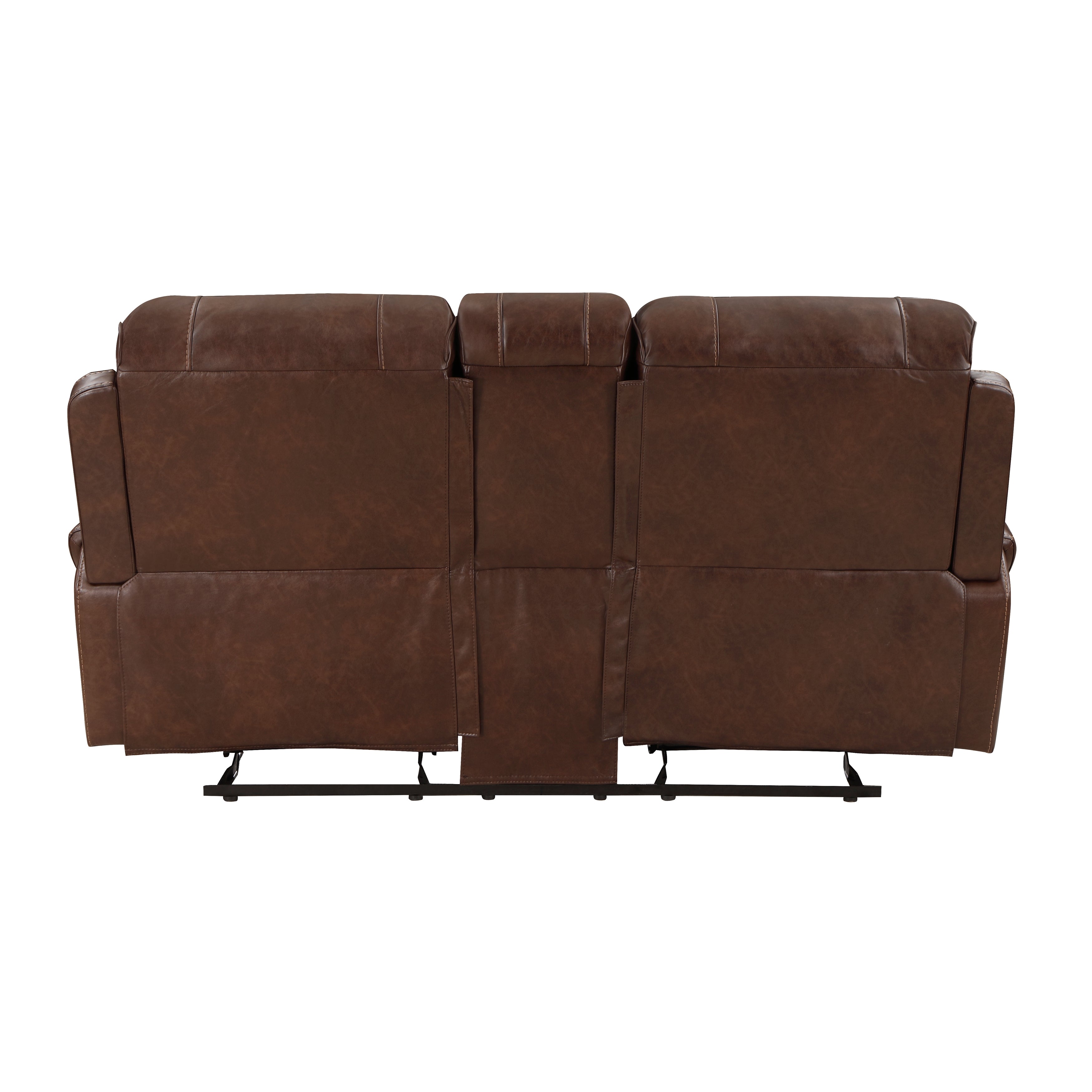 8549BRW-2 Double Glider Reclining Love Seat with Center Console