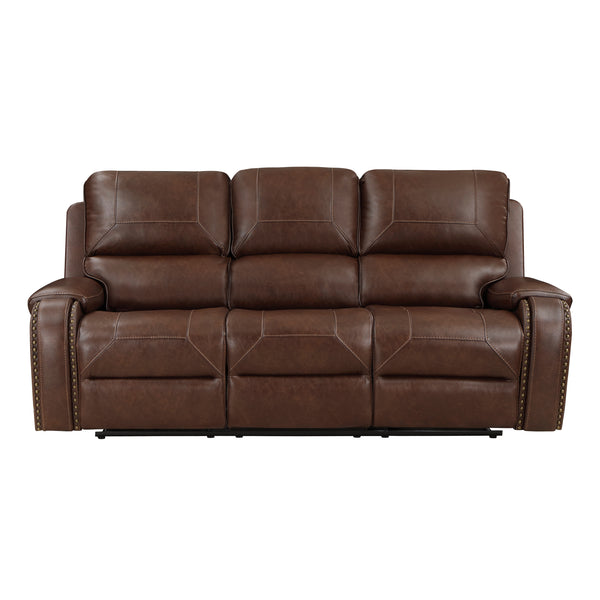 Newnan Brown Double Reclining Sofa with Center Drop-Down