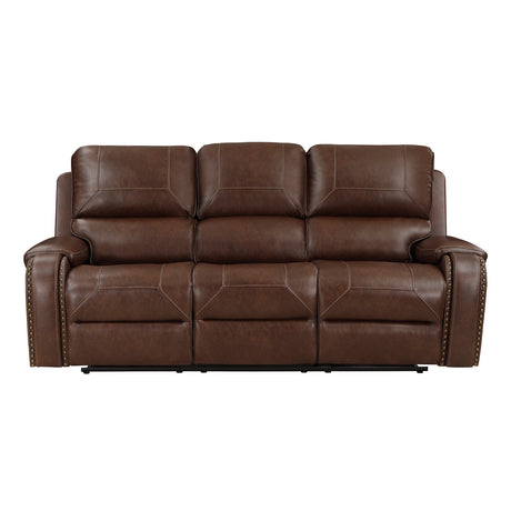 Newnan Brown Double Reclining Sofa with Center Drop-Down from Homelegance - Luna Furniture