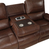 Newnan Brown Double Reclining Sofa with Center Drop-Down from Homelegance - Luna Furniture