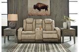 Next-Gen DuraPella Sand Power Reclining Loveseat with Console from Ashley - Luna Furniture
