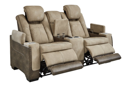 Next-Gen DuraPella Sand Power Reclining Loveseat with Console from Ashley - Luna Furniture