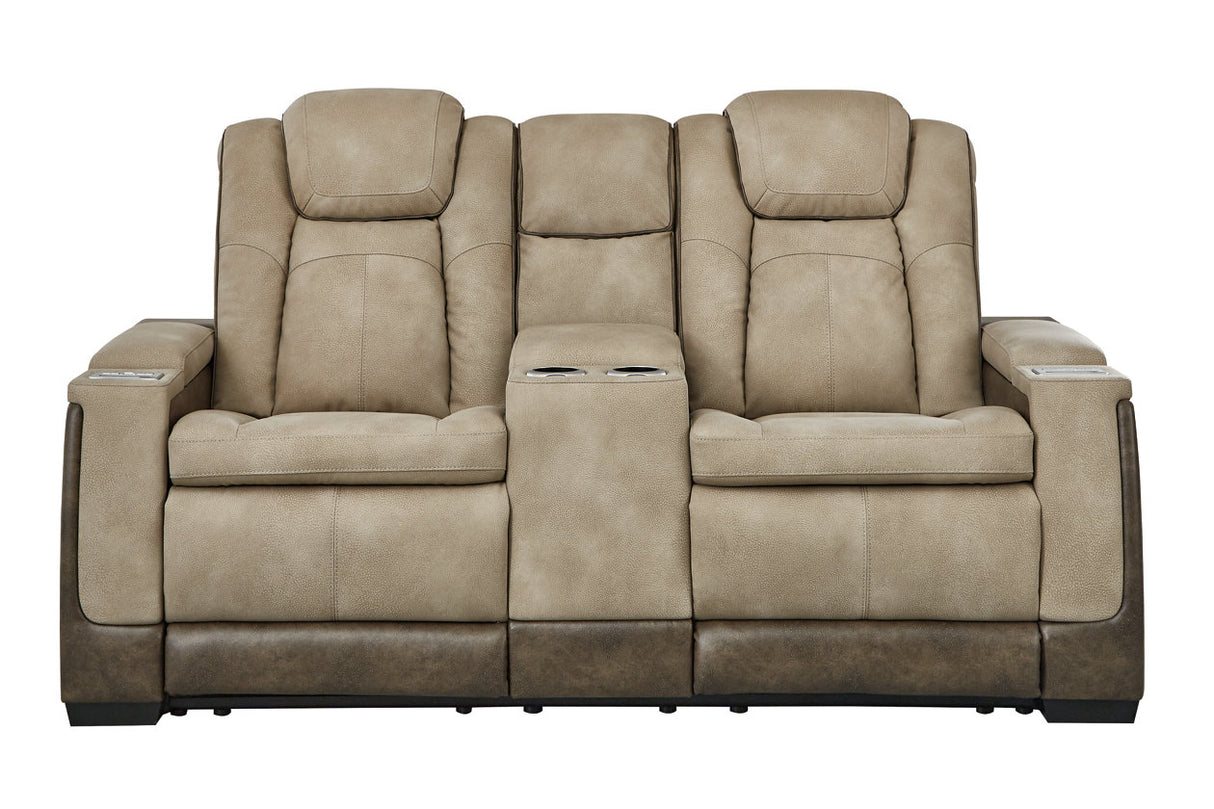 Next-Gen DuraPella Sand Power Reclining Loveseat with Console from Ashley - Luna Furniture