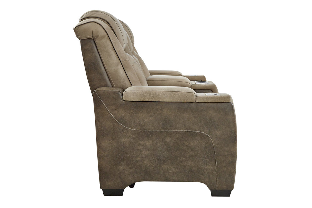 Next-Gen DuraPella Sand Power Reclining Loveseat with Console from Ashley - Luna Furniture
