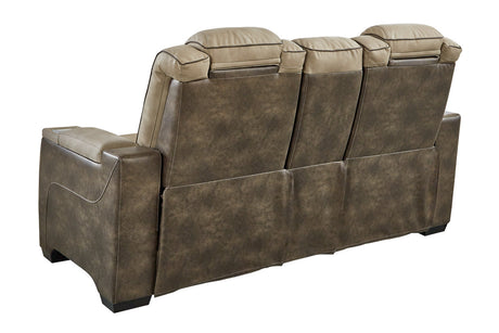 Next-Gen DuraPella Sand Power Reclining Loveseat with Console from Ashley - Luna Furniture