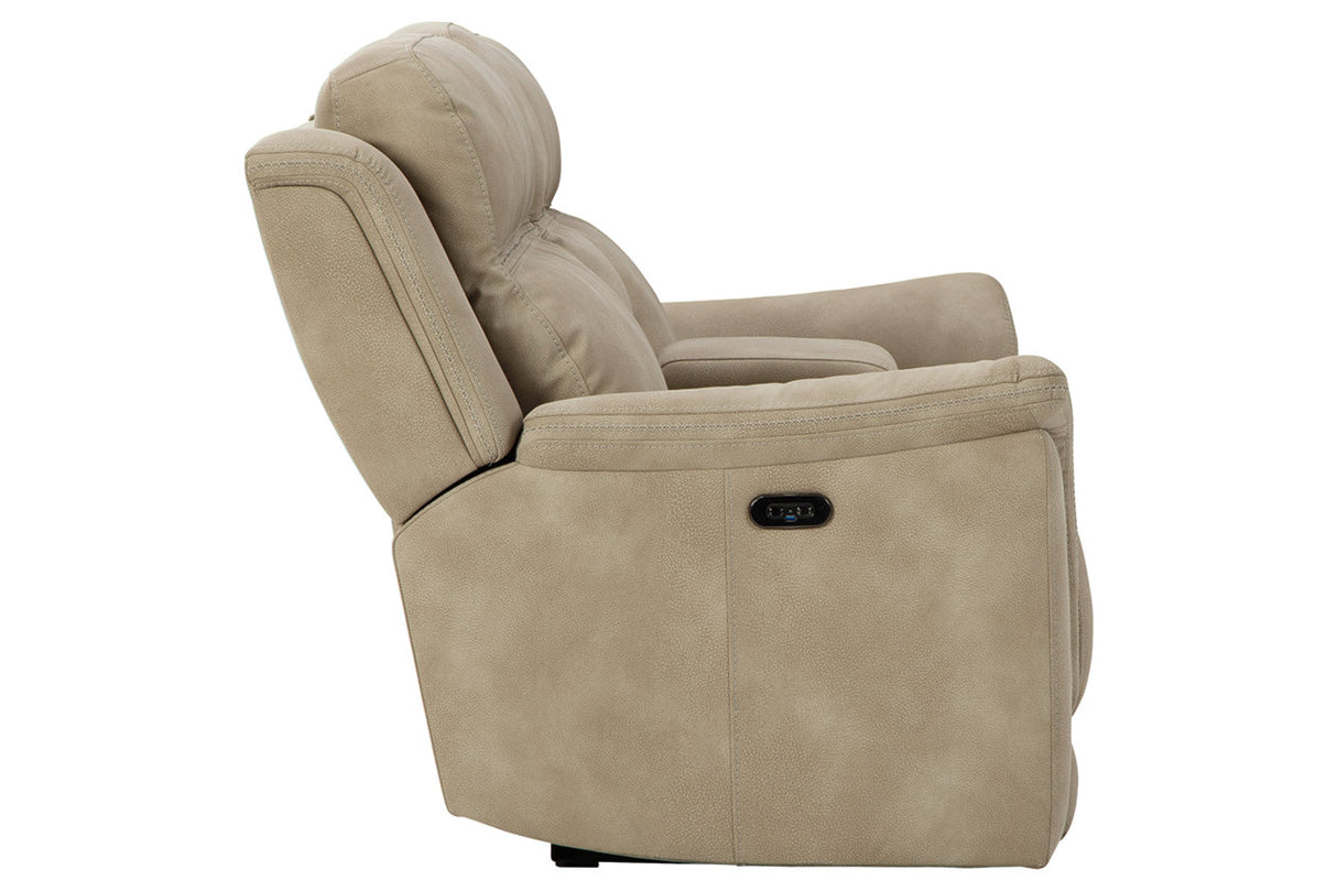 Next-Gen DuraPella Sand Power Reclining Loveseat with Console from Ashley - Luna Furniture
