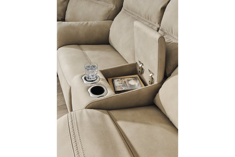 Next-Gen DuraPella Sand Power Reclining Loveseat with Console from Ashley - Luna Furniture
