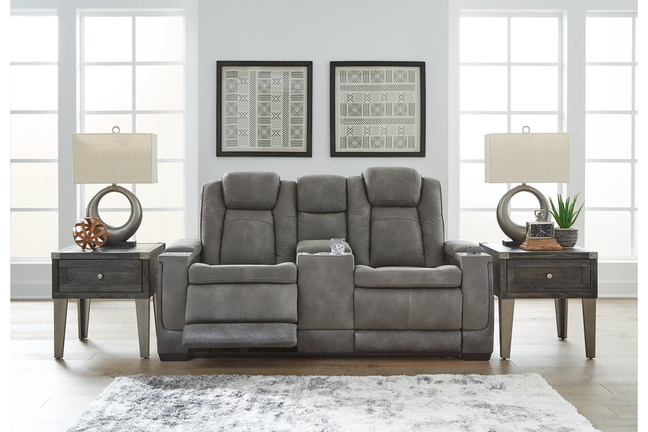 Next-Gen DuraPella Slate Power Reclining Loveseat with Console from Ashley - Luna Furniture