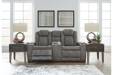 Next-Gen DuraPella Slate Power Reclining Loveseat with Console from Ashley - Luna Furniture