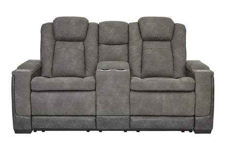 Next-Gen DuraPella Slate Power Reclining Loveseat with Console from Ashley - Luna Furniture