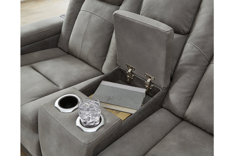 Next-Gen DuraPella Slate Power Reclining Loveseat with Console from Ashley - Luna Furniture