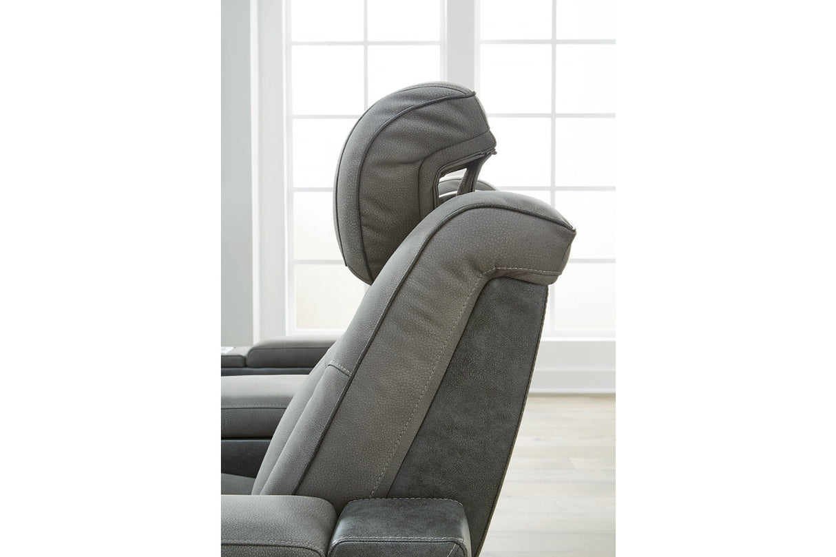Next-Gen DuraPella Slate Power Reclining Loveseat with Console from Ashley - Luna Furniture