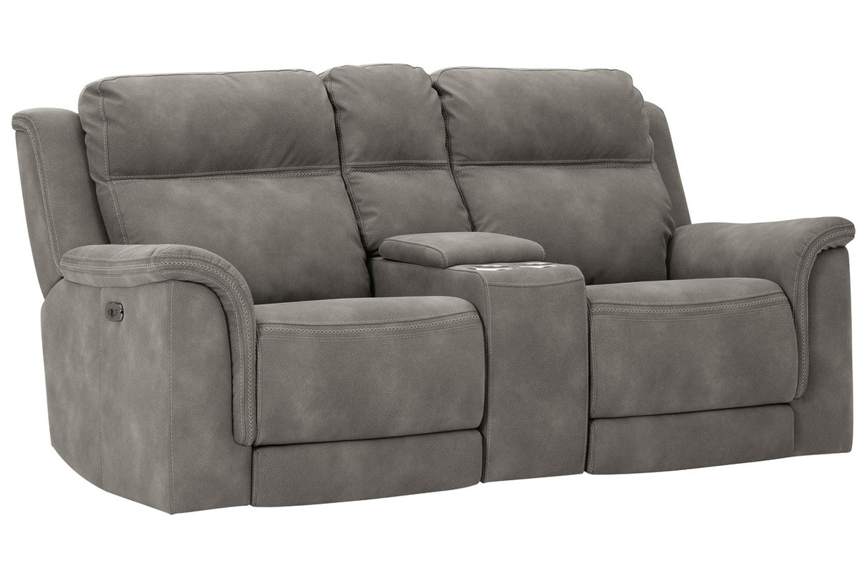 Next-Gen DuraPella Slate Power Reclining Loveseat with Console from Ashley - Luna Furniture
