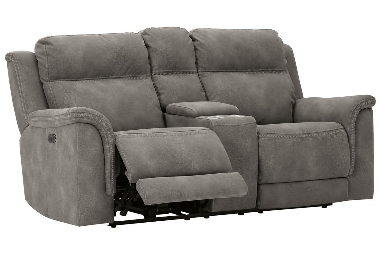 Next-Gen DuraPella Slate Power Reclining Loveseat with Console from Ashley - Luna Furniture