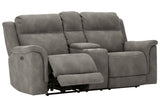 Next-Gen DuraPella Slate Power Reclining Loveseat with Console from Ashley - Luna Furniture