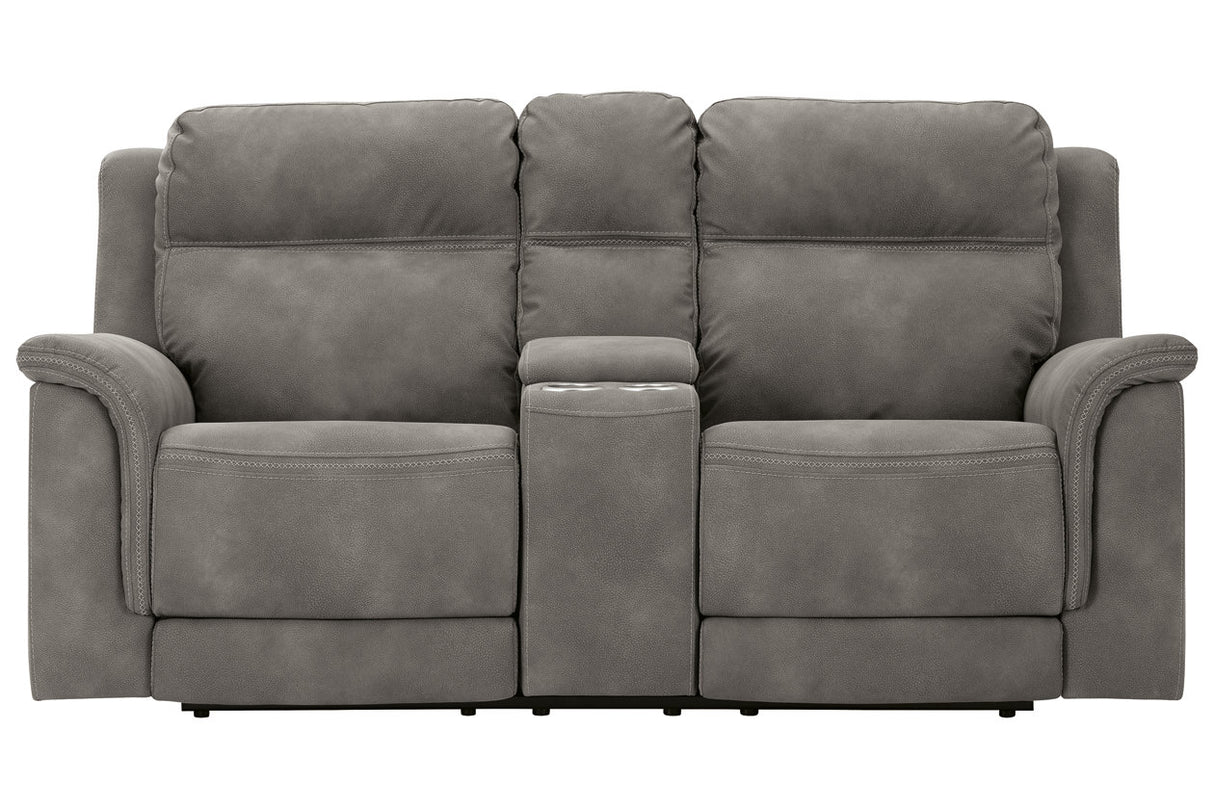 Next-Gen DuraPella Slate Power Reclining Loveseat with Console from Ashley - Luna Furniture