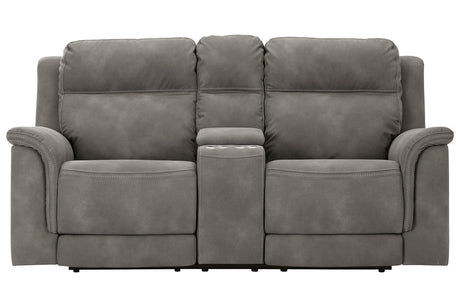 Next-Gen DuraPella Slate Power Reclining Loveseat with Console from Ashley - Luna Furniture