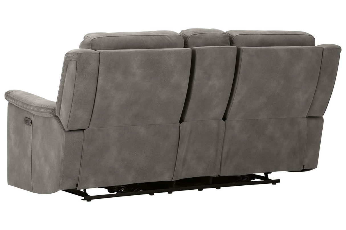 Next-Gen DuraPella Slate Power Reclining Loveseat with Console from Ashley - Luna Furniture