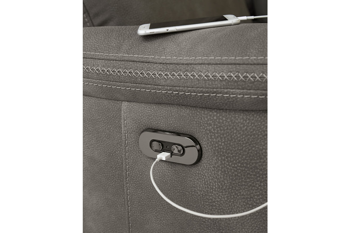 Next-Gen DuraPella Slate Power Reclining Loveseat with Console from Ashley - Luna Furniture