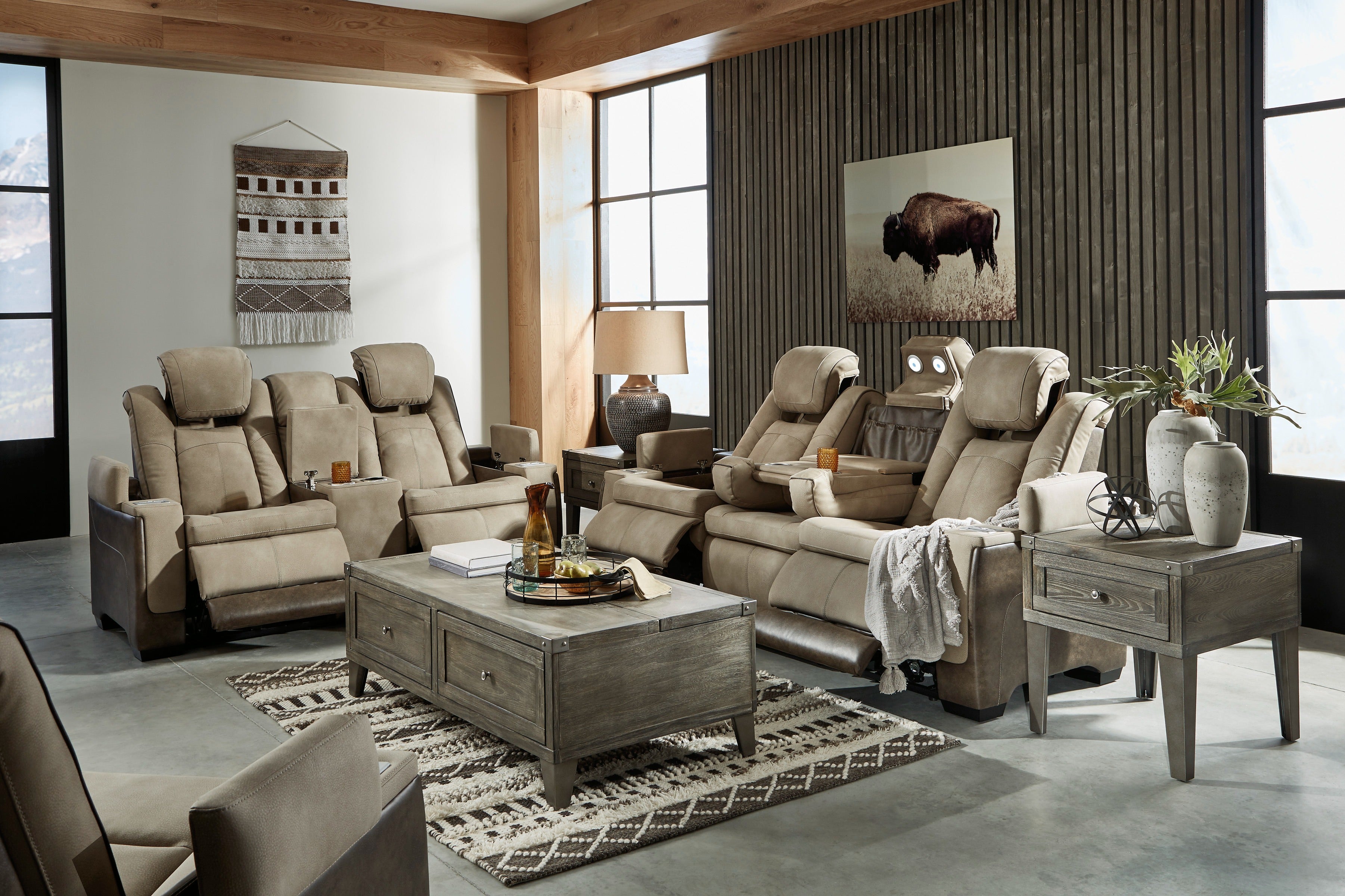 Calderwell Gray Reclining Living Room Set - Luna Furniture
