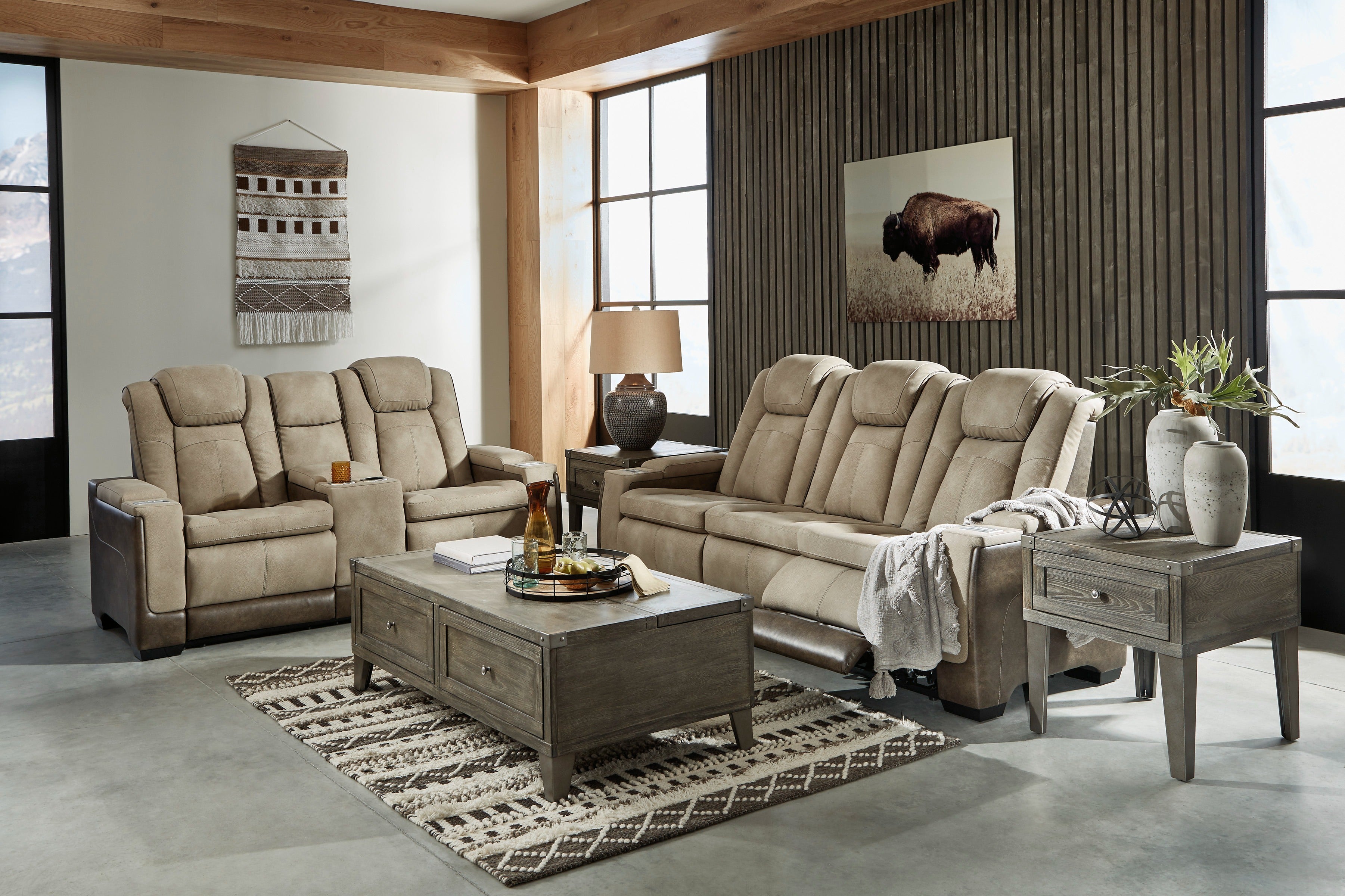 Ashley Calderwell Gray Reclining Living Room Set - Luna Furniture