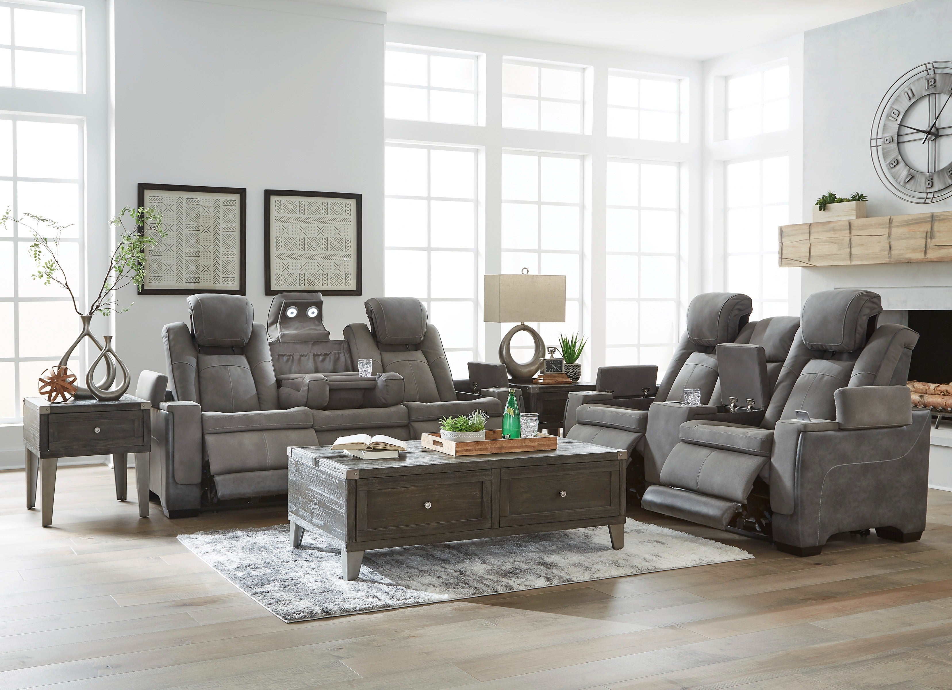 Ashley Next-Gen DuraPella Slate Power Reclining Living Room Set