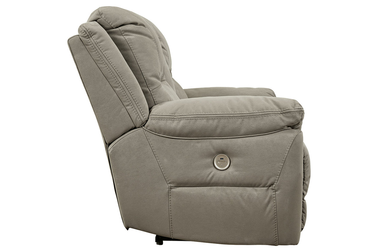 Next-Gen Gaucho Putty Power Reclining Loveseat with Console from Ashley - Luna Furniture