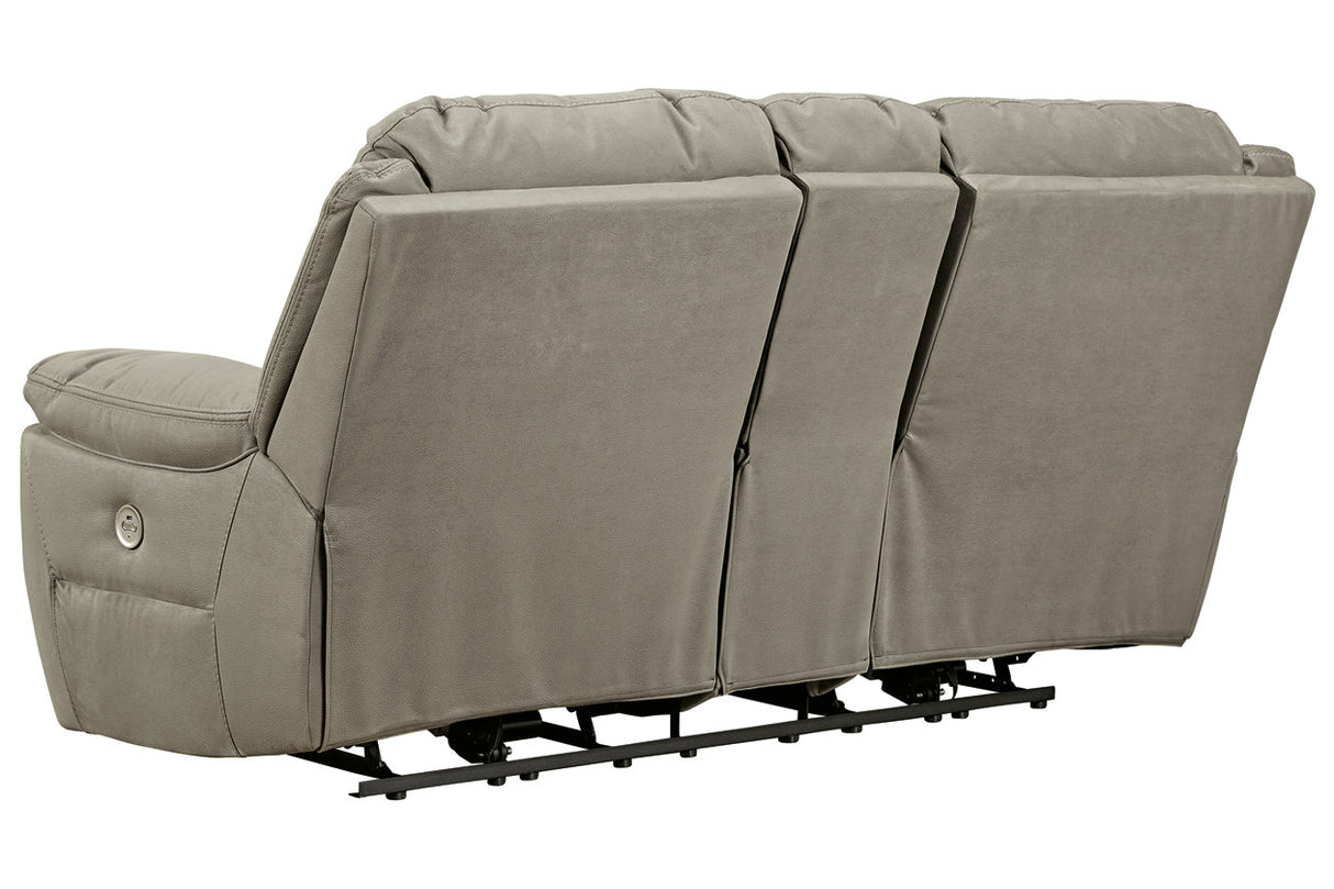 Next-Gen Gaucho Putty Power Reclining Loveseat with Console from Ashley - Luna Furniture