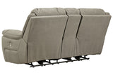 Next-Gen Gaucho Putty Power Reclining Loveseat with Console from Ashley - Luna Furniture