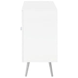 Nieta White High Gloss and Chrome 2-Tier Accent Cabinet with Glass Shelf from Coaster - Luna Furniture