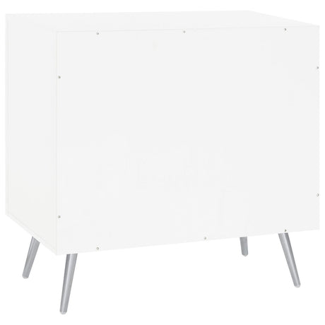 Nieta White High Gloss and Chrome 2-Tier Accent Cabinet with Glass Shelf from Coaster - Luna Furniture