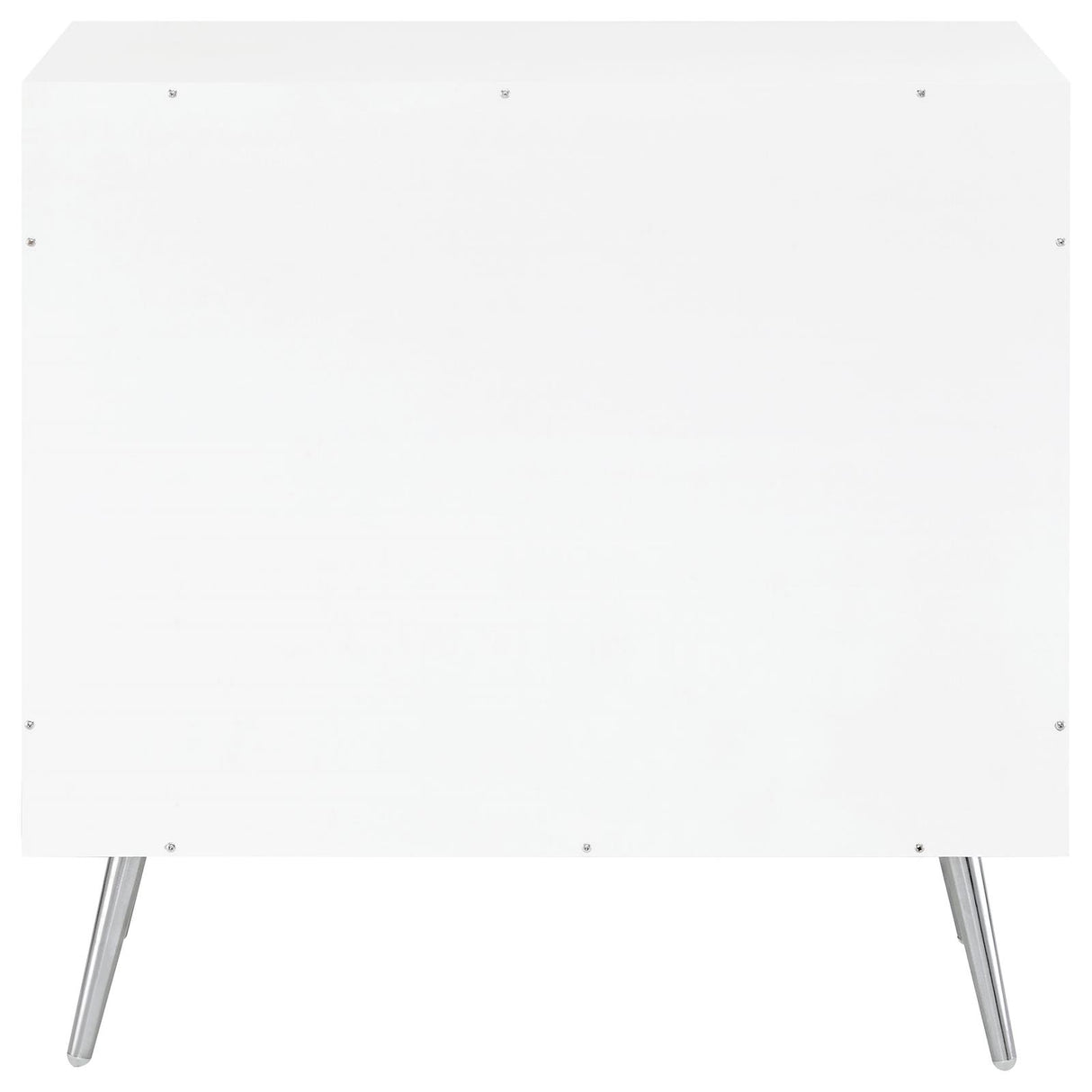 Nieta White High Gloss and Chrome 2-Tier Accent Cabinet with Glass Shelf from Coaster - Luna Furniture