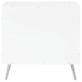 Nieta White High Gloss and Chrome 2-Tier Accent Cabinet with Glass Shelf from Coaster - Luna Furniture