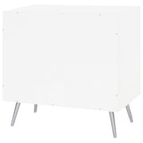 Nieta White High Gloss and Chrome 2-Tier Accent Cabinet with Glass Shelf from Coaster - Luna Furniture