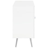 Nieta White High Gloss and Chrome 2-Tier Accent Cabinet with Glass Shelf from Coaster - Luna Furniture