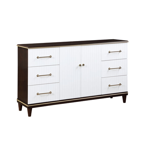 Niles White/Cherry Upholstered Panel Bedroom Set from Homelegance - Luna Furniture