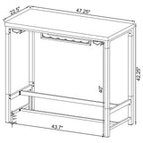 Norcrest White High Gloss Pub Height Bar Table with Acrylic Legs and Wine Storage from Coaster - Luna Furniture