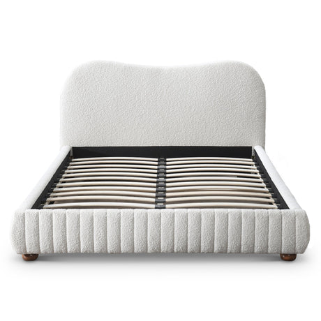 Norme Cream Queen Boucle Upholstered Platform Bed from Ashcroft Furniture - Luna Furniture