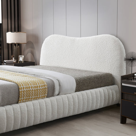 Norme Cream Queen Boucle Upholstered Platform Bed from Ashcroft Furniture - Luna Furniture