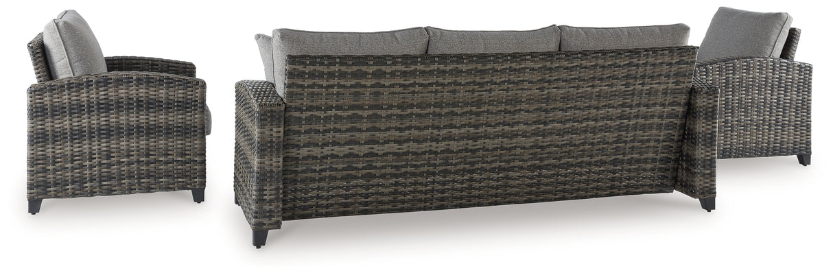 Oasis Court Gray Outdoor Sofa/Chairs/Table Set from Ashley - Luna Furniture