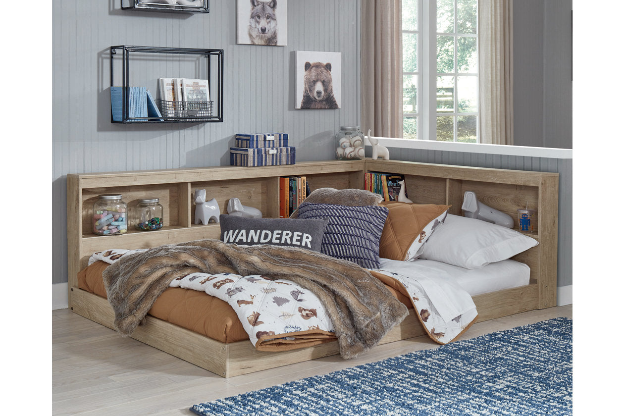 Oliah Natural Full Bookcase Corner Storage Bed – Luna Furniture