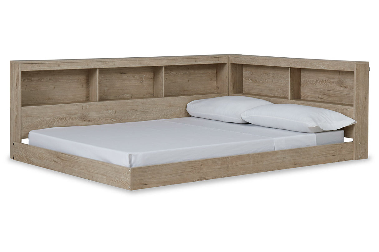Oliah Natural Full Bookcase Corner Storage Bed from Ashley - Luna Furniture