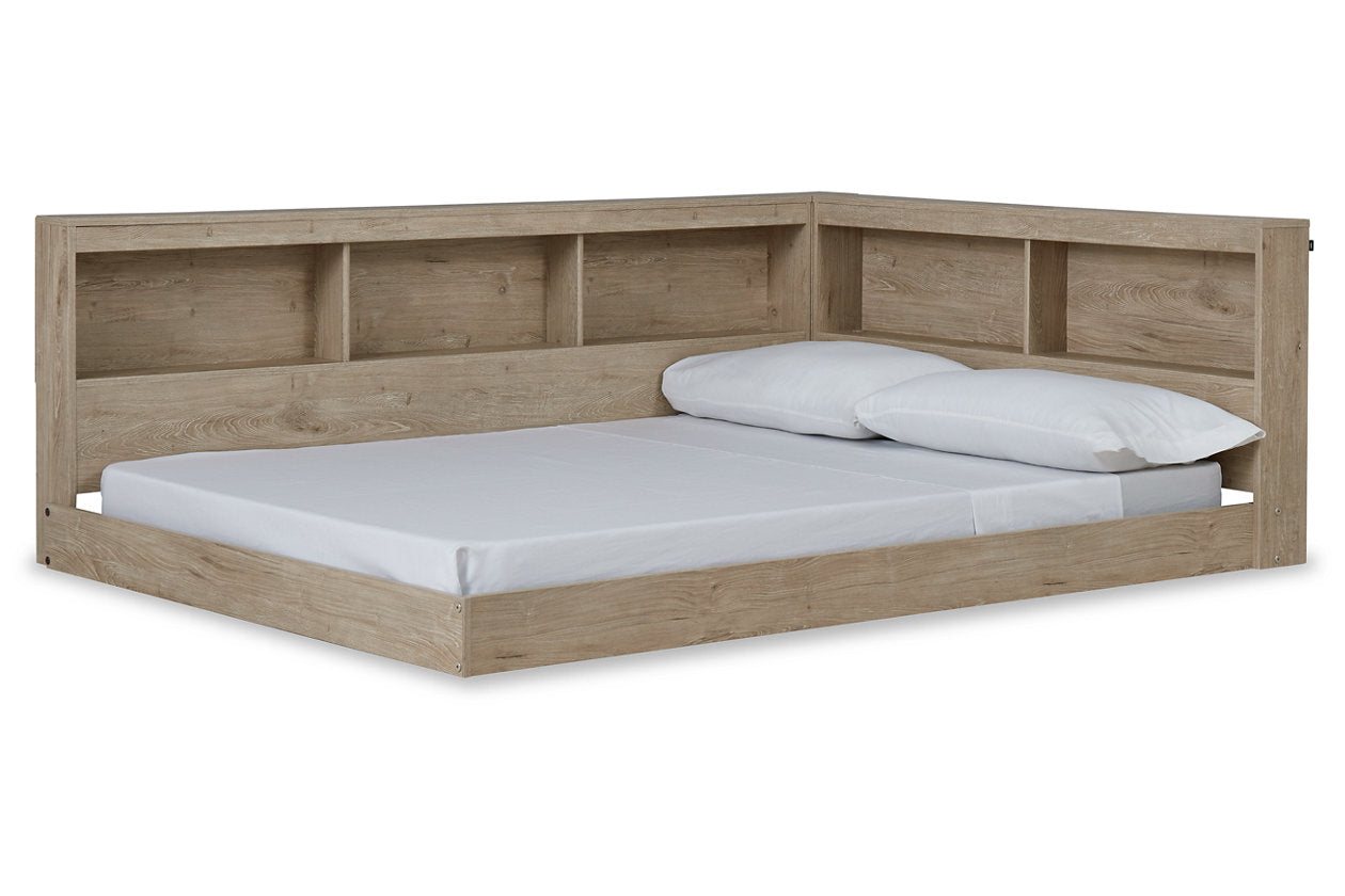 Oliah Natural Full Bookcase Corner Storage Bed from Ashley - Luna Furniture