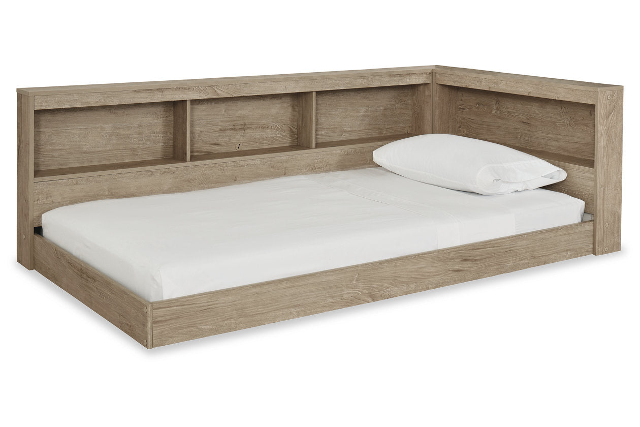 Oliah Natural Twin Bookcase Corner Storage Bed from Ashley - Luna Furniture