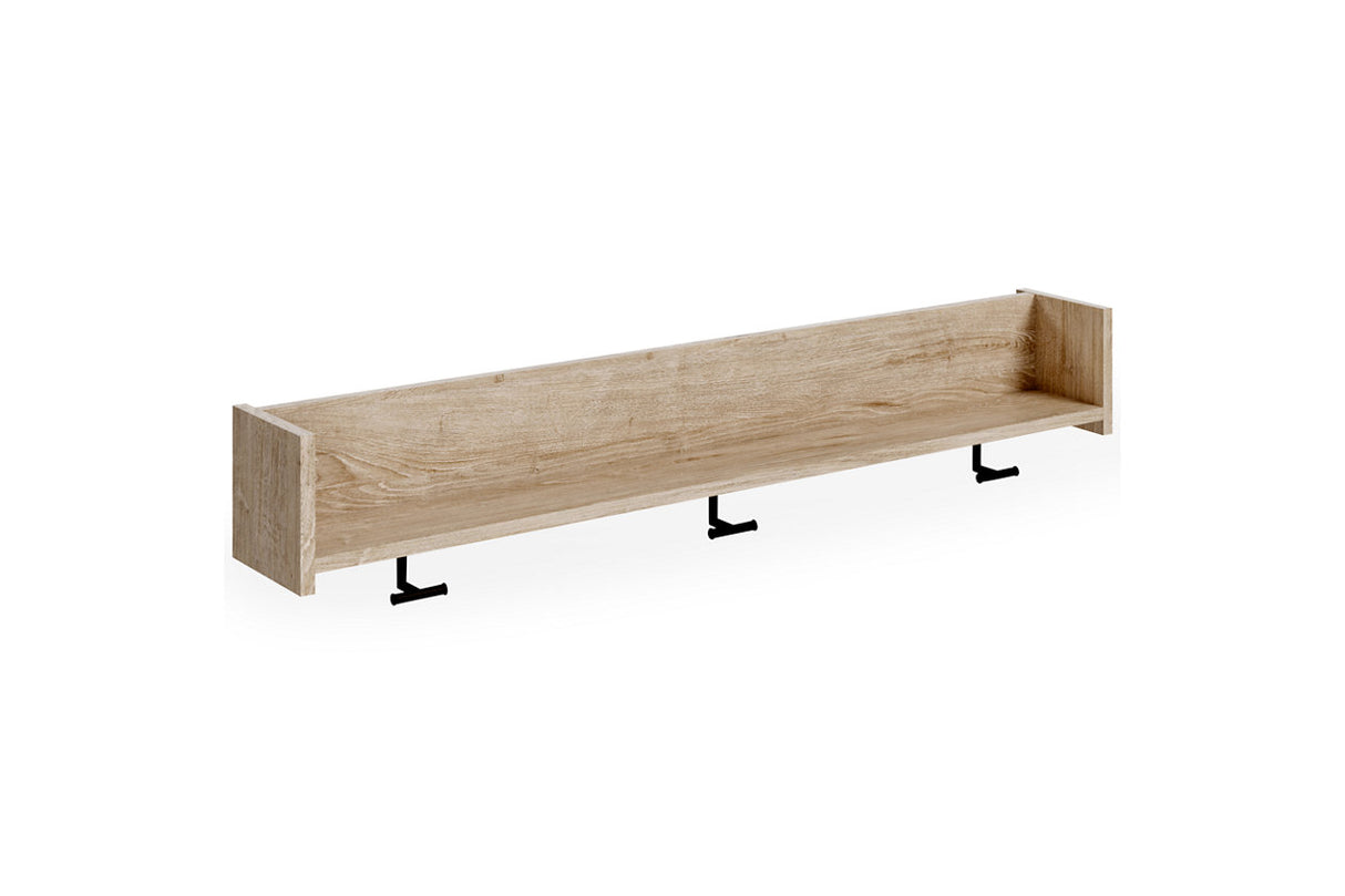 Oliah Natural Wall Mounted Coat Rack with Shelf from Ashley - Luna Furniture