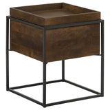 Ondrej Dark Brown and Gunmetal Square Accent Table with Removable Top Tray from Coaster - Luna Furniture