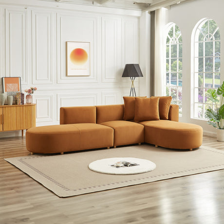 Orby Tan Velvet LAF Sectional Sofa from Midinmod - Luna Furniture