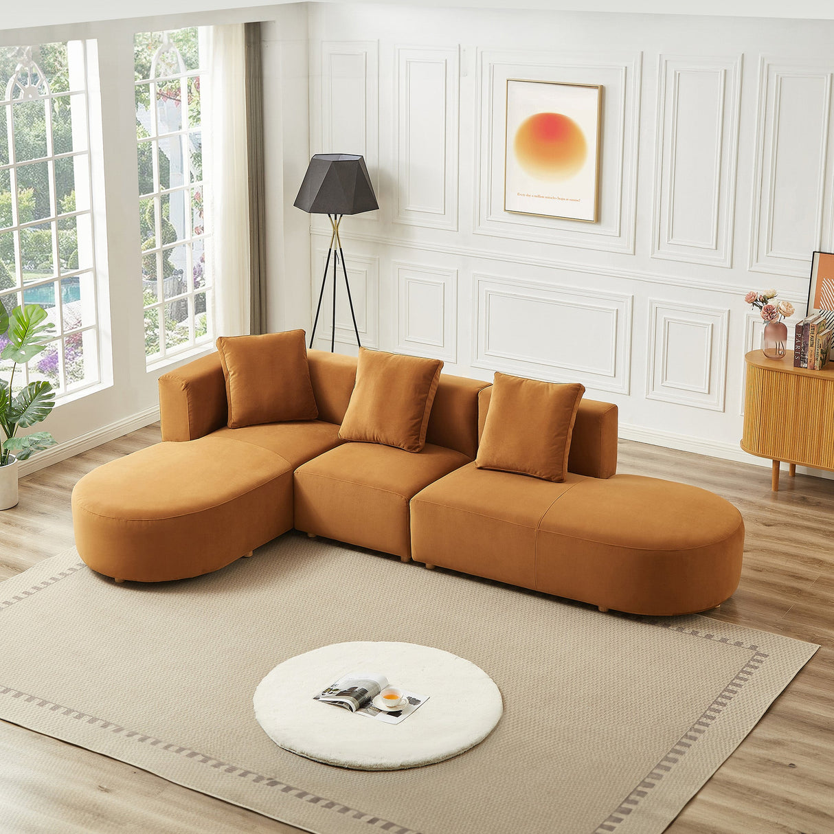 Orby Tan Velvet LAF Sectional Sofa from Ashcroft Furniture - Luna Furniture