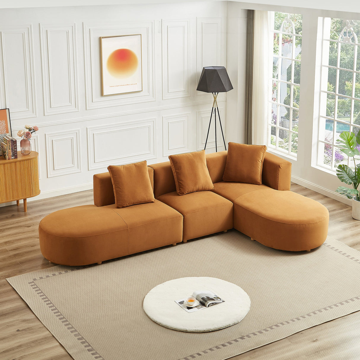 Orby Tan Velvet RAF Sectional Sofa from Ashcroft Furniture - Luna Furniture