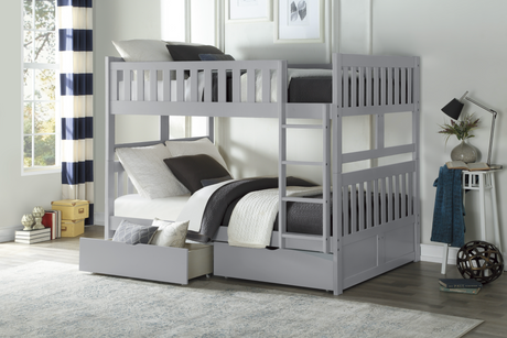 Orion Gray Full/Full Bunk Bed with Storage Boxes from Homelegance - Luna Furniture